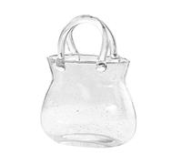 Glass Purse Vase -18.5x10x25cm Clear Large Handbag Shaped Cute, Versatile Drinking Glass Fishing Bowl Flower Vase - Effortless For Weddings Cocktail Party Living Room Bedroom Office