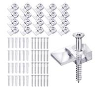 Glass Retainer Clips Kit - Mirror Mounting Clips, Reusable Glass Holder With Screws, Door Wall Cabinet Hardware | Secure Glasses Panels Supports Easy Installation Functional Accessories