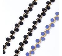 Glass Rhinestone Hot Fix Motif Crystal Chain Adhesive For Diy Clothes Garment Embellishment(Black)
