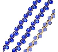 Glass Rhinestone Hot Fix Motif Crystal Chain Adhesive For Diy Clothes Garment Embellishment(Sapphire)