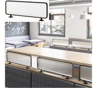 Glass Room Divider Office Partition Tempered Glass Panels Table Dividers Panels Partitions,Stylish Glass Partition Wall For Dining Areas & Offices Iron Frame Divider-Black-50x140cm/19.68x55.11in