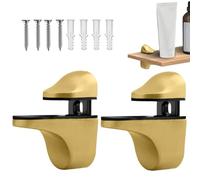 Glass Shelf Brackets - Adjustable Wall Clips, Metal Clamp Support, Heavy Duty Hardware, Securing Panels Efficiently, Bathroom Accessories, Silver Chrome For Kitchen Closet Shower Use