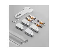 Glass Slide Accessories Set, Glass Sliding Door Triple-Link Aluminum Track, for Sliding Doors/cabinets/Shower Rooms(Silver Aluminum alloy)