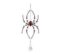 Glass Spider Sun Catcher, Sparkly Hanging Ornament For Windows | Glass bead construction, features light reflection, fits for porch and garden decor Red