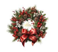 Glass Stickers - Christmas Wreath Decal, Removable Wall Garland, Quick Peel and Place, Lightweight Static Cling, Seasonal Decorative Item, Perfect for Winter Door Embellishment