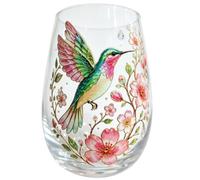 Glass Tea Cup - 300ml Bird And Flower Pattern Water Mug | Glass Tea Mug | For Cafe Home Birthday Party Wedding Whiskey Kitchen Bar Indoor Outdoor School Boys Room Offices Garden Patio Door Evening Eve