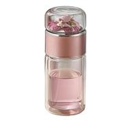 Glass Tea Infuser Bottle - 1 doble pared de borosilicato | Portable Travel Mug Tea Tumbler | Leakproof thrmos Flasks, Water Separation Bottle | Insulated Beverage Containers For Home And Travel