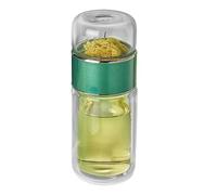 Glass Tea Infuser Bottle - Doble pared de borosilicato | Taza portátil de viaje para té de Tumbler | 1 x Leakproof thrmos Flasks, Water Separation Bottle | Insulated Beverage Containers For Home And