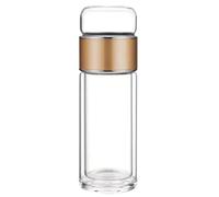 Glass Tea Infuser Tumbler - Insulated Travel Tea Mug | Leakproof Refillable Strainer Cup with Stainless Steel Filter, Double Wall Portable Bottle for Loose Leaf, Iced, Coffee, Home