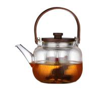 Glass Tea Pitcher 1L Clear Pitcher - With Lid And Wooden Scald-proof Handle