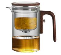 Glass Teapot, Loose Leaf Tea Kettle, Elegant Strainer, 5.75x5.51 Inches Heat Resistant Pot with Stainless Infuser, 600ml for Home Kitchen, Tea Room, Restaurant Brewing and Serving Use
