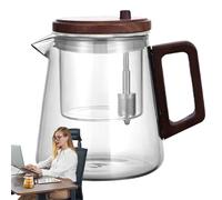Glass Teapot With Infuser - Glass Tea Maker Kettle With Strainer & Wood Handle | Proof High Temperature Tea Pot Automatic Press Type Water Separator
