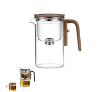 Glass Teapot with Strainer, Water Separation Glass Teapot with Wooden Handle, Enchantipot Magic Tea Pot, Glass Teapot with Infuser, Witchcraft Teapot Cup, Magical Teapot with Infuser(Transparent,520ml