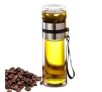 Glass-Tee, botella de agua de vidrio de doble pared, taza de viaje a prueba de fugas | Taza de té, taza de té, taza de té, tijeras de agua portátiles para té suelto, siempre puedes disfrutar de tu