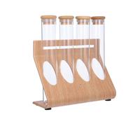 Glass Test Tubes with Stand Coffee Beans Storage Tubes Preservation for 20.80X19.80X6.00CM Wood Material 1Set