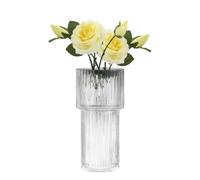 Glass Vases for Flowers - Modern Fluted Clear Glass