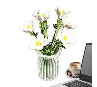 Glass Vases for Flowers - Vases Aesthetic Modern | Clear Flower Jarrón de mesa Decor | Aesthetic Mini with Bouquet for Bedroom Living Room Bathroom Kitchen Indoor Birthday Mothers Day Wedding