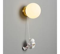 Glass Wall Light Resin Astronaut Wall Sconce Creative Children'S Room Wall Lamps Cartoon Decor Wall Mounted Lamp for Master Bedroom Bedside Study Room Living Room Office Homestay(Light Color)/Light Co