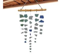 Glass Windchimes, Handcrafted Crystal Glass, 11,81 x 17,72 pulgadas Driftwood Chimes, Coastal Bell Decoration for Yard Terrace Sunroom Garden Patio Porch Beach, Elegant Handmade Gift