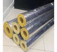 Glass Wool Self Adhesive Pre Slit Tube Cover, Aluminum Foil Self-Adhesive Insulation Pipe, Fireproof and High Temperature Resistant(ID48MM/THK30MM)
