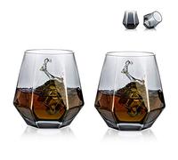 Glasseam Juego De 2 Vasos De Whisky De Diamante Inclinados, Vaso De Whisky De 300 Ml, Aspecto Moderno para Hombres, Mujeres, Papá, Esposo, Amigos, Cristalería para Vaso De Whisky/Ron/Borbón