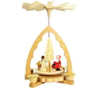 GLASSER 16341 Richard Glaesser Pir mide - Pap Noel, ciervo y mu eco de nieve - 19 cm de alto x 13,2 cm de profundidad, marr n