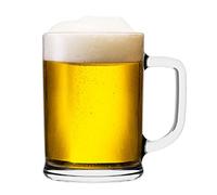 Glasset Birra - Jarra de cerveza de vidrio (0,5 litros, 1 unidad, con mango manejable, 0,5 L, cristal de cerveza, 0,5 L), transparente