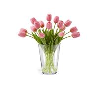 Glasset Florero grande de vidrio ava decorativo para tulipanes rosas peonías, decoración de mesa sala de estar comedor y oficina, vidrio cónico transparente, alto 19,5 cm, diámetro 14,2 cm, 1965 ml