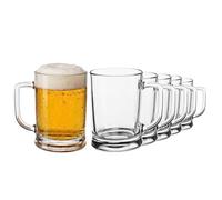 Glasset Jarra de Cerveza (0,5 L, 6 Unidades, con Mango Manejable, Transparente)
