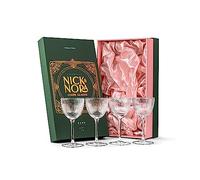 GLASSIQUE CADEAU Copas de Cóctel Art Déco Pequeñas Nick y Nora | Juego de 4 | 150 ml | Cristalería Acanalada para Martini, Manhattan, Cosmopolitan, Cócteles Clásicas | Cupés de Cristal Retro