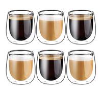 glastal 6x100 ml Tazas de Café de Cristal Vasos de Espresso Doble Pared