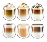glastal 6x250 ml Taza de Café de Cristal Vasos de Café Doble Pared