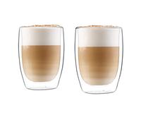 GLASWERK 2 Tazas de Cafe Espresso, Vasos Cafe Cristal Doble Hecha a Mano, Capacidad de 350 ml., Juego Tazas de Temperatura de -30°-150°C, Taza Espresso, Juego de Corto y Largo