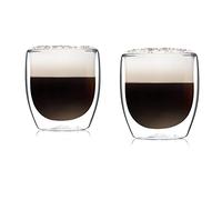 GLASWERK 4 Tazas de Cafe Espresso 250 ml, Vasos Cafe Cristal Doble Hecha a Mano, Capacidad 80 ml., Juego Tazas de Temperatura de -30°-150°C, Taza Espresso, Juego de Corto y Largo