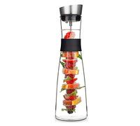 GLASWERK Jarra Agua Cristal (1,6L), Brocheta de Fruta con Tapón Extraíble, Tapa de Acero Inoxidable, Jarra de Agua de Vidrio Borosilicato, Asa Silicona, Apta lavavajillas, Libre de BPA