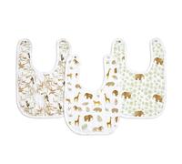 Glattol aden + anais Essentials Baby Bibs Soft & Absorbent 100% Muslin Cotton Adjustable Snap Bibs Set for Boys and Girls, 3 Pack, Tanzania