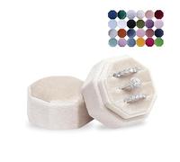 Glattol BLUTETE Velvet 3 Slots Jewelry Ring Box Engagement Wedding Box Keepsake Box Bridal Photo Ring Triple Slots Octagon (Champagne)