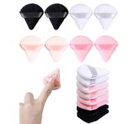 Glavatrix 8 mini esponjas de polvo para fijar los dedos para cara, pequeñas esponjas de maquillaje triangulares de terciopelo (negro, blanco, piel y rosa) (negro, blanco, piel y rosa)