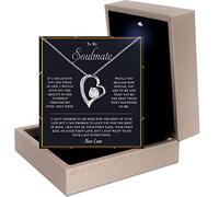 GLAVICY Regalo del día de San Valentín para mi alma gemela, collar de alma gemela para mujer, joyería de alma gemela, regalos para su esposa, collar de novia, collar de novia, tarjeta de mensaje dulce