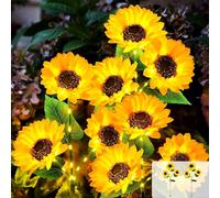 Glaxcidy 2 Luces Solares de Girasol, Lámpara de Estaca con 6 Girasoles, 42 Leds, Impermeables para Jardín Exterior, Luces Solares Decorativas para Patio, Jardín, Navidad e Iluminación de Caminos