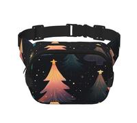 Glaxy - Riñonera de doble capa con diseño de árbol de Navidad, para hombres y mujeres, riñonera ajustable para viajes, senderismo, correr, ciclismo, festivales