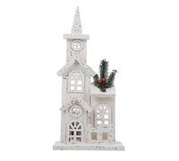 Glayent 1 unids Christmas LED Church Light House Snow Scene Decoraciones de Navidad de madera para decoración de oficina de Navidad