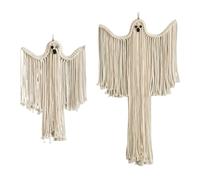 Glayent 2 Piezas de Tapices de Pared de Macramé para Fiesta de Halloween, Decoración para el Hogar Espeluznante y Brujería, Arte Gótico Bohemio de la Academia Oscura