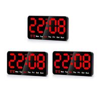 Glayent 3X Reloj de Pared Digital, Reloj Digital LED de 9 Pulgadas, Pantalla Grande con 12/24 H, Dígitos Grandes, Pequeño Reloj de Pared Silencioso (Rojo)