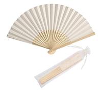 Glayent Abanico de Mano de Papel de 50 Piezas Abanico Plegable de Mano de Bambú Abanico de Papel Favores de Banquete de Boda (Crema)