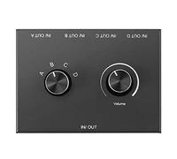 Glayent Conmutador de Audio EstéReo de 4 Puertos y 3,5 Mm Compatible con 1 en 4 Salidas o 4 en 1 para PC TeléFono Computadora PortáTil Auriculares