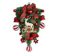 Glayent Corona de Navidad decorativa para colgar, corona artificial para el día de Navidad, para puerta delantera, pared, chimenea, aproximadamente 48,5 x 32 x 6 cm