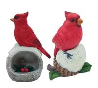 Glayent Figura de Pájaro Rojo Hecha A Mano, Artificial Simulada, Escultura de Pájaro Rojo de Resina, Adornos Decorativos de Pájaros Hechos A Mano
