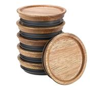 Glayent Juego de 6 tapas de almacenamiento, tapas de almacenamiento completamente selladas, tapas de madera, para bolas, vasos Kerr, material apto para alimentos, herméticos para vasos de 72 mm