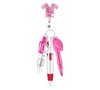 Glayent Juego de bolígrafos portátiles para enfermeras, mosquetón, pergamino retráctil, fácil de quitar, bolígrafo, tijeras, luz falsa, linterna, rosa
